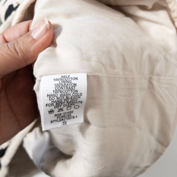 Storia Cream and Black Floral Quilted Jacket SZ S 100% Cotton Boho Print - Picture 9 of 11